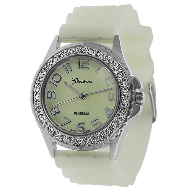 Geneva Platinum Women's Rhinestoneaccented GlowintheDark Watch