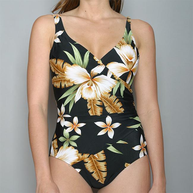 Ocean Dream Womens Floral Gathered Surplice Swimsuit