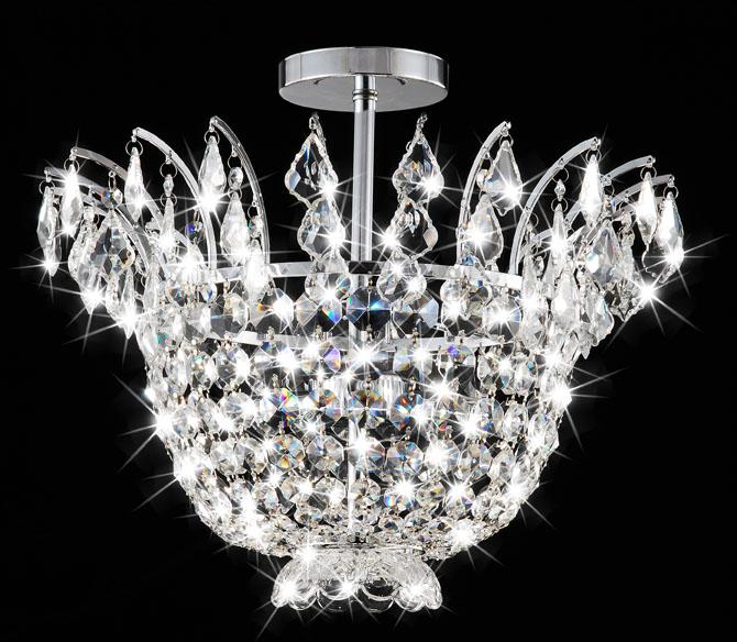 Semi Flush mount 4 light Chrome Crystal Chandelier