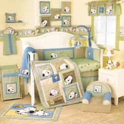 snoopy crib bumper