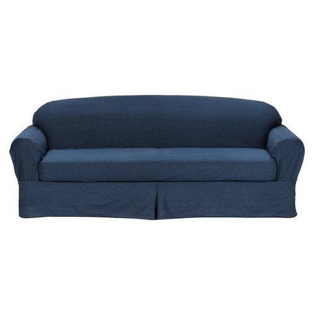 Twill Blue Denim 2 piece Sofa Slipcover