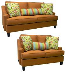 Joliet Burnt Orange Fabric Sofa Bed Sleeper And Loveseat Burnt Orange Fabric Sofa Bed Sleeper