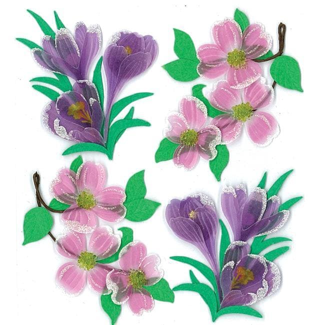 Jolees Boutique Dogwood and Crocus Flowers Stickers  