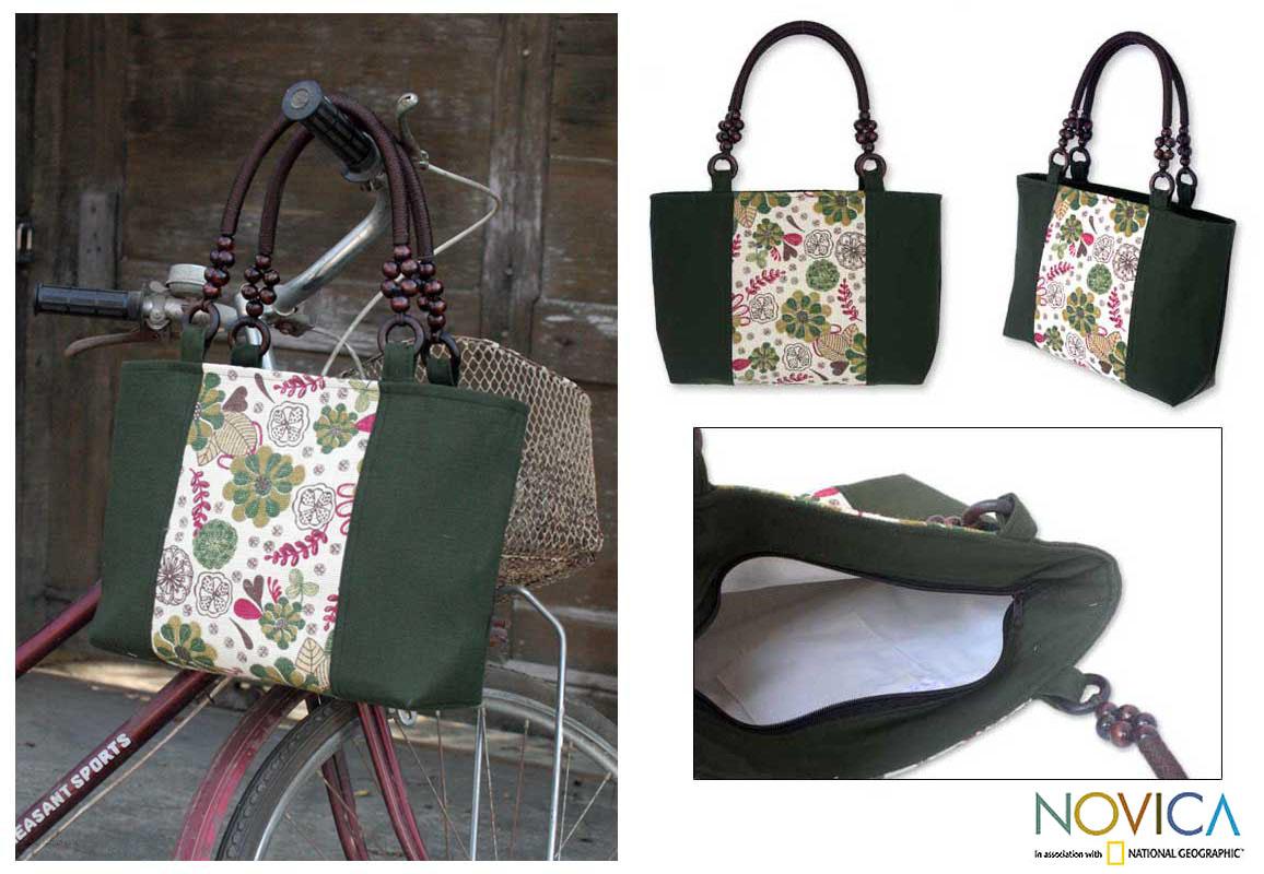 Shop Cotton 'Chiang Mai Garden' Tote Handbag (Thailand) - Free Shipping ...