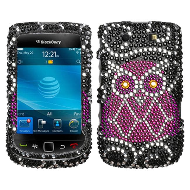 Premium BlackBerry 9800 Torch Silver Zebra Rhinestone Case   