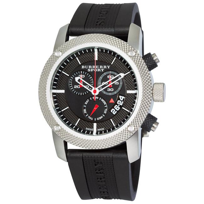 Burberry Men's 'Sport Chronograph' Black Rubber Strap Watch Free