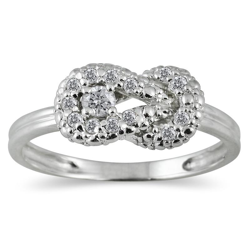 10k White Gold 1/4ct TDW Diamond Knot Ring (H I, I1 I2)   