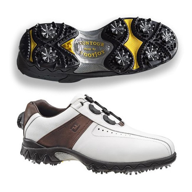 FootJoy Men's Contour White/ Brown Golf Shoes with BOA Lacing System ...