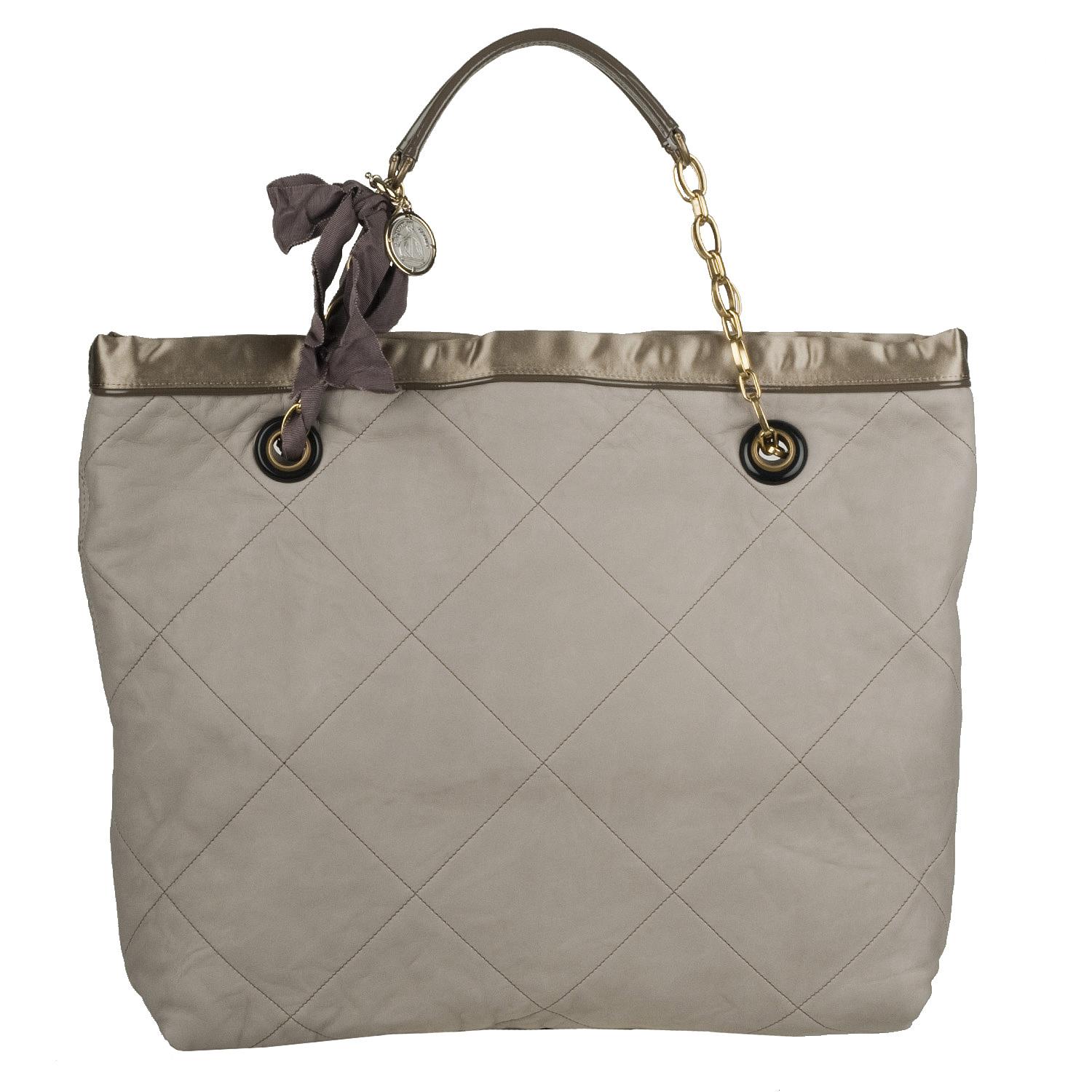 Lanvin Amalia Grey Quilted Leather Tote Bag  