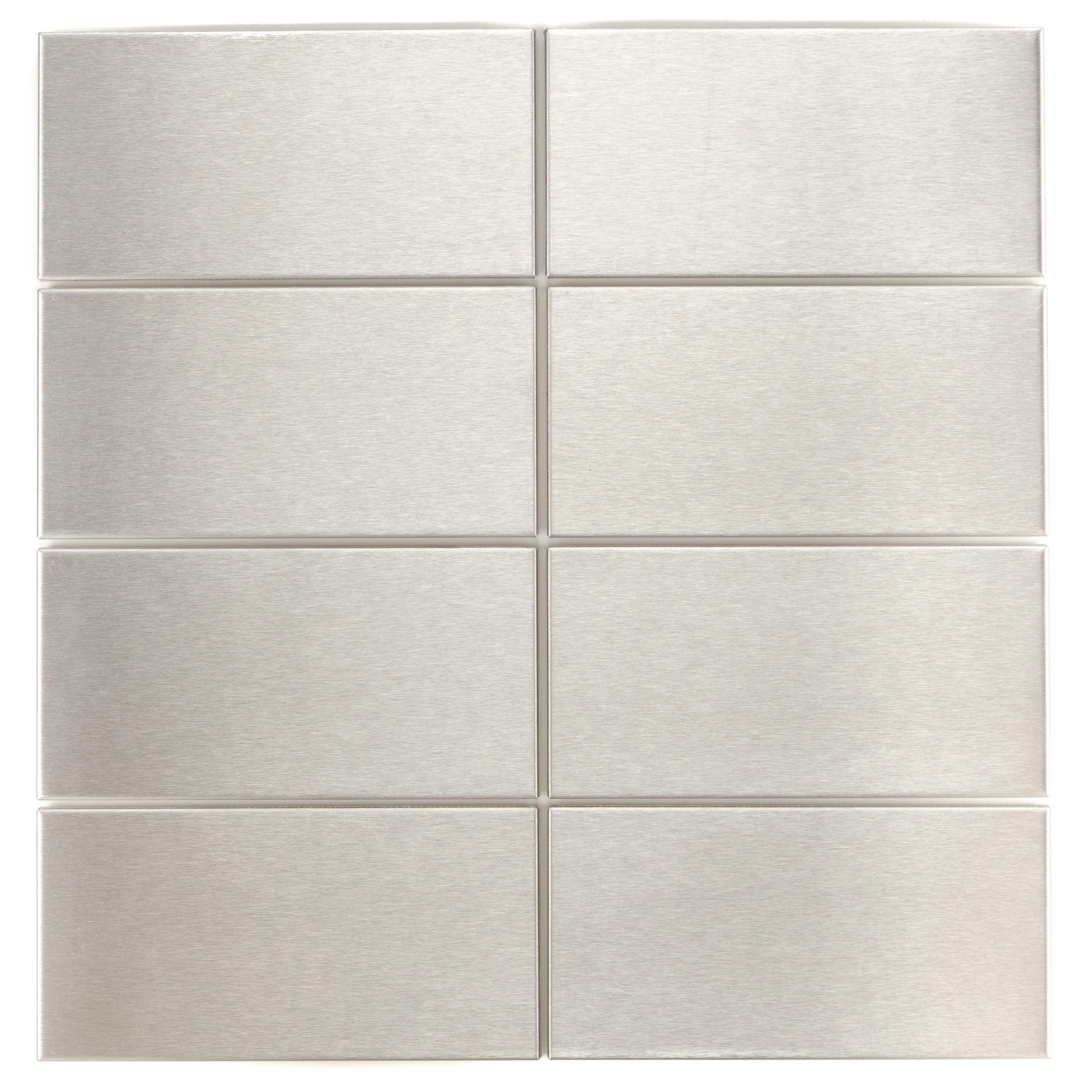 Brushed Silver 3x6 inch Metal Wall Tiles K 446 (Case of 88 