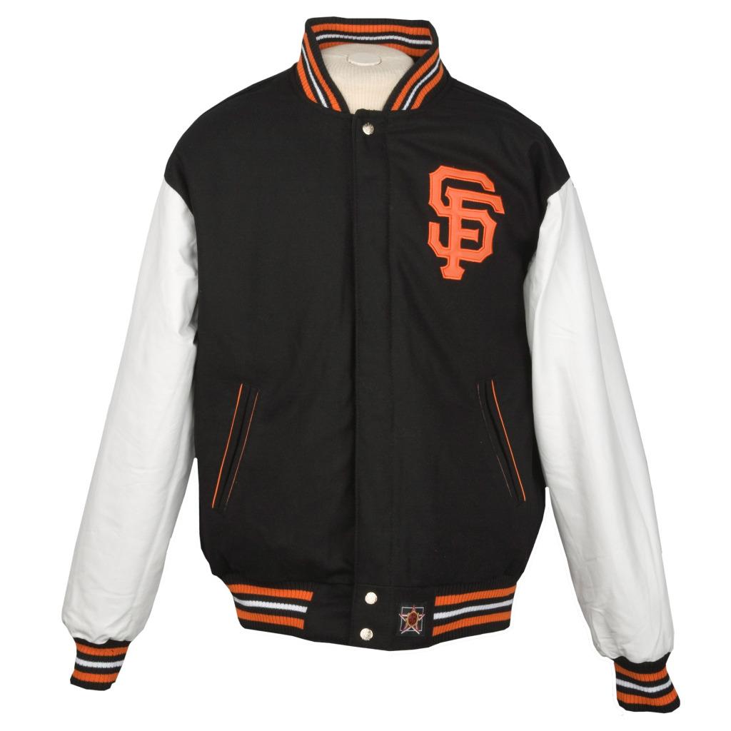 JH Designs Men's San Francisco Giants Reversible Wool Varsity Jacket ...