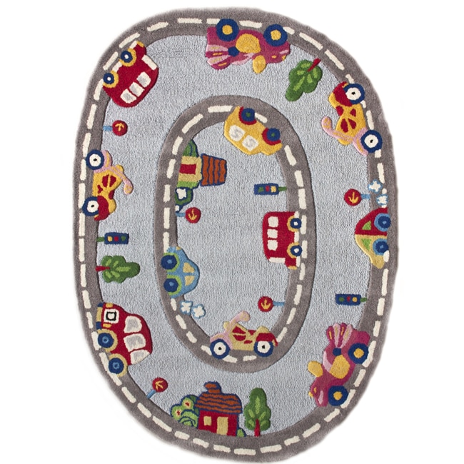 Nuloom Hand carved Kids Street Car Multi Wool Rug (5 X 7)