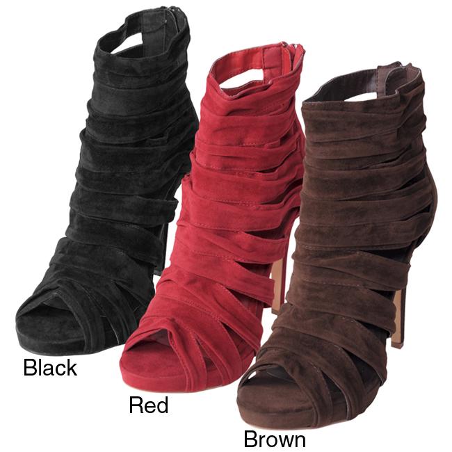 Liliana by Adi Women's 'Jamsie-10' Faux Suede Strappy Peep Toe Ankle Booties