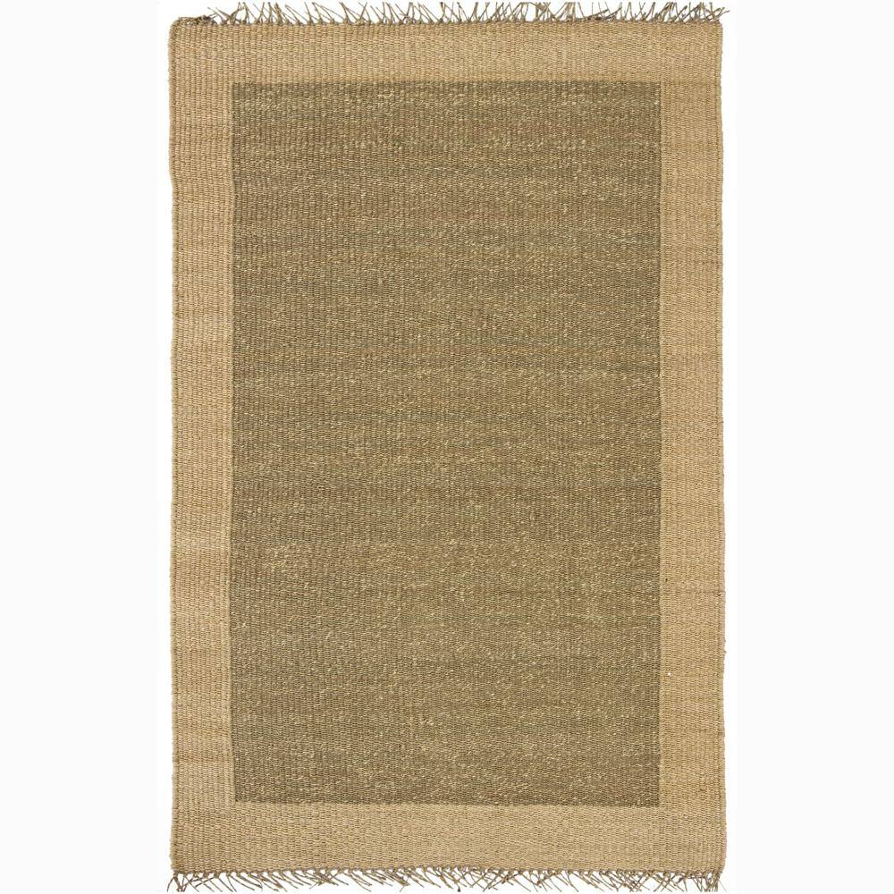Hand-woven Mandara Natural Living Border Jute Rug (5' x 7'6)