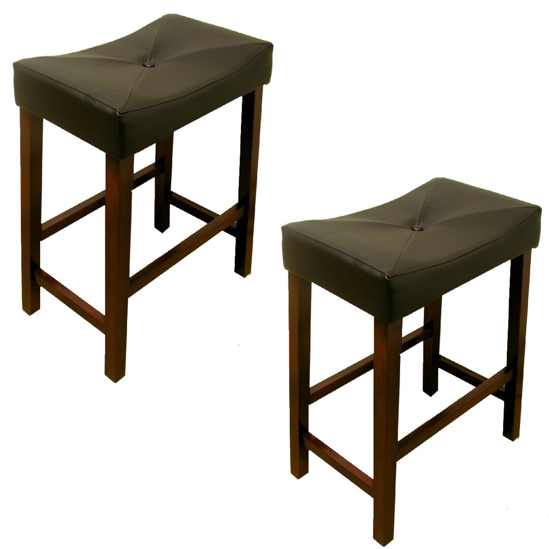 Shop Warehouse of Tiffany Brown Faux Leather Bar Stools (Set of 2