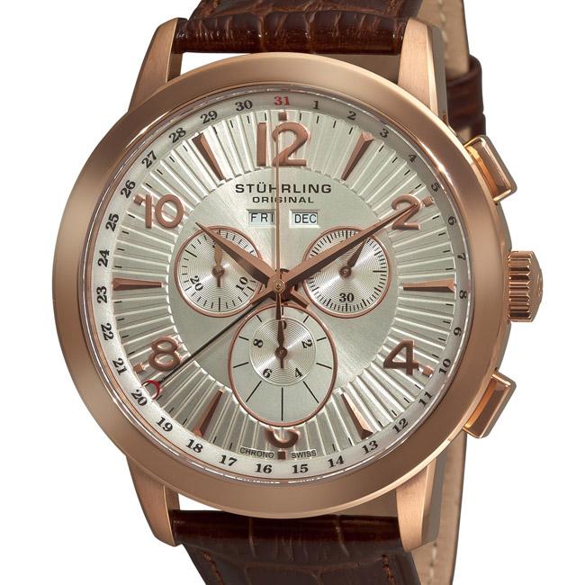 Stuhrling Original Mens Navigator de LeonSwiss Quartz Chronograph 