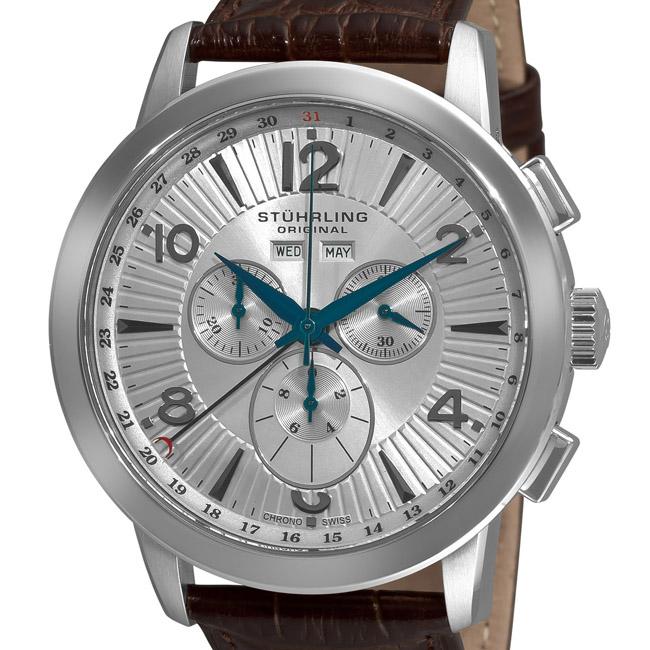 Stuhrling Original Mens Navigator de LeonSwiss Quartz Chronograph 