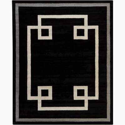 Hand-tufted Mandara Geometric Black Wool Rug (8' x 10')