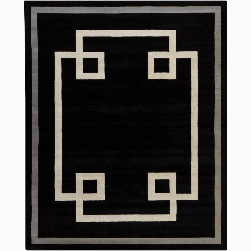 Hand-tufted Mandara Geometric Black Wool Rug (8' x 10')
