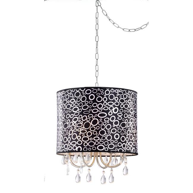 Black/ White Pattern Clear Crystal 4-light Pendant Chandelier