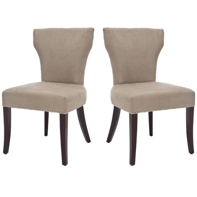 Matty Dark Wheat Tan Nailhead Side Chairs (Set of 2)