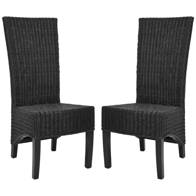 St. Croix Wicker Black High Back Side Chairs (Set of 2)   