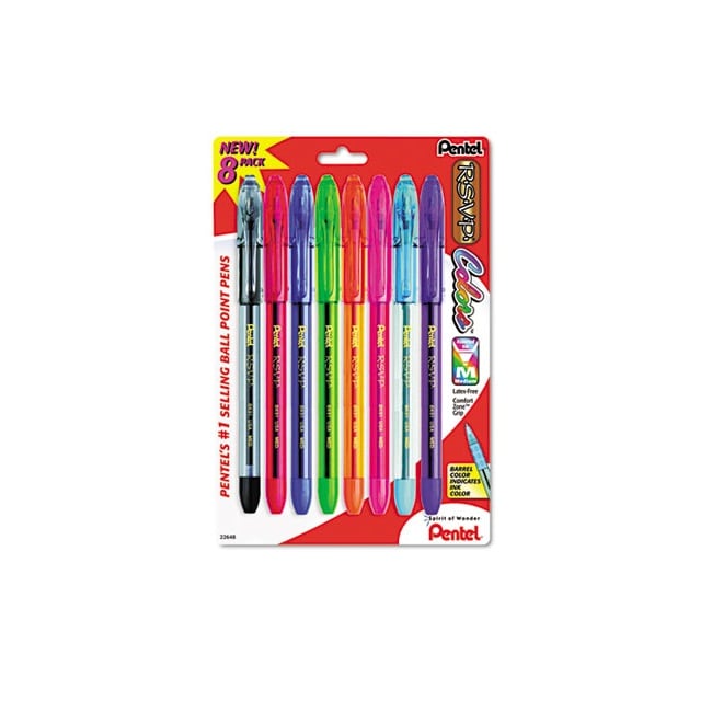   Point Assorted Color Ballpoint Stick Pens (Pack of 8)  