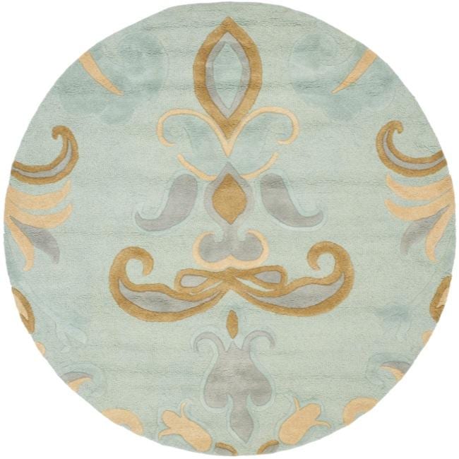 Handmade Soho Passage Light Blue New Zealand Wool Rug (6 Round)