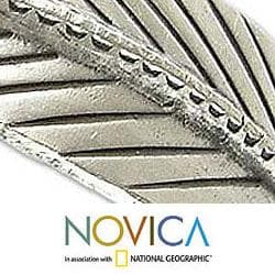 Silver 'Deco Feather' Cuff Bracelet (Thailand) Novica Bracelets