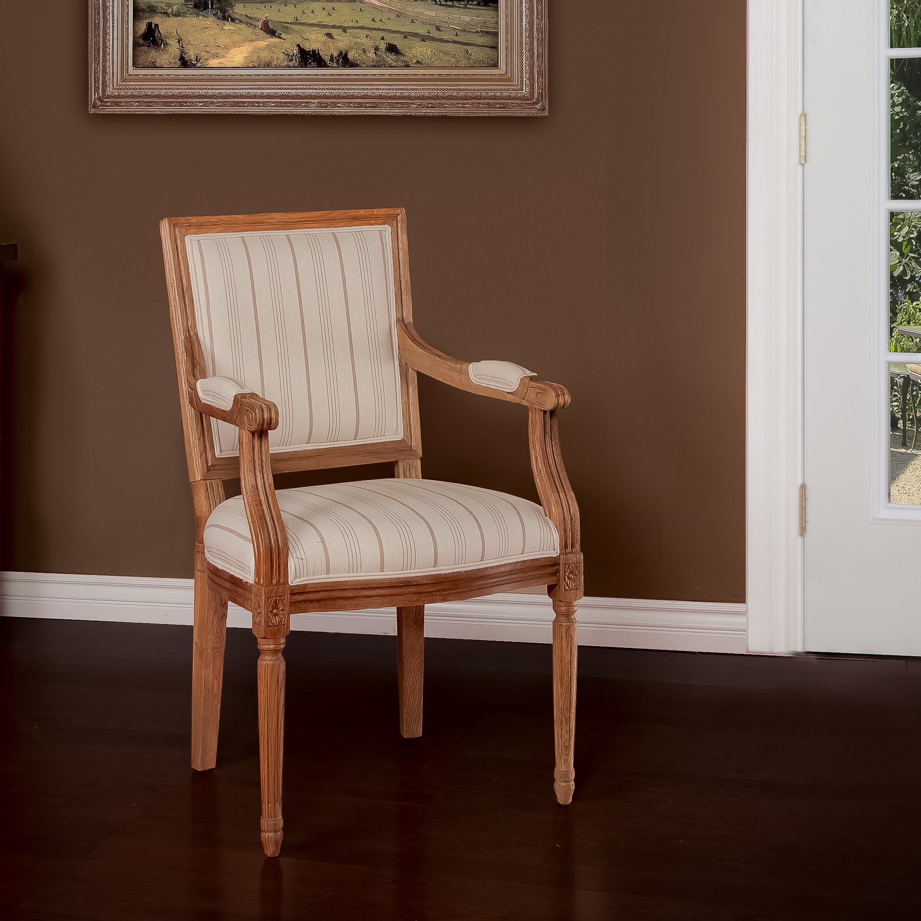 Squared back Fabric Weathered Oak Chair  
