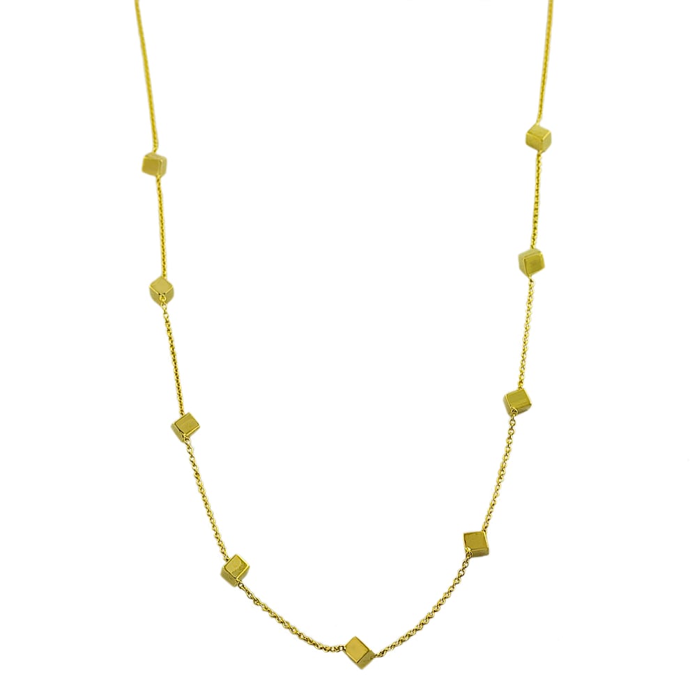 Fremada 14k Yellow Gold Cube Station Necklace Fremada Gold Necklaces