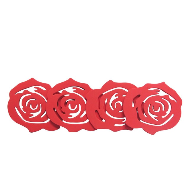 Rose Shaped Tableware Heat Mats (Set of 4) Trivets & Oven Mitts