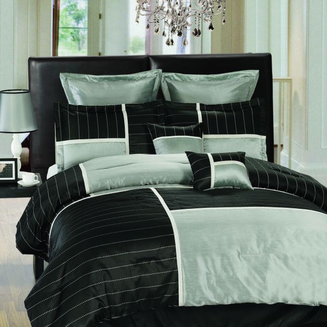 Shop Oakland Queensize Black/ Silver 8piece Comforter Set Free