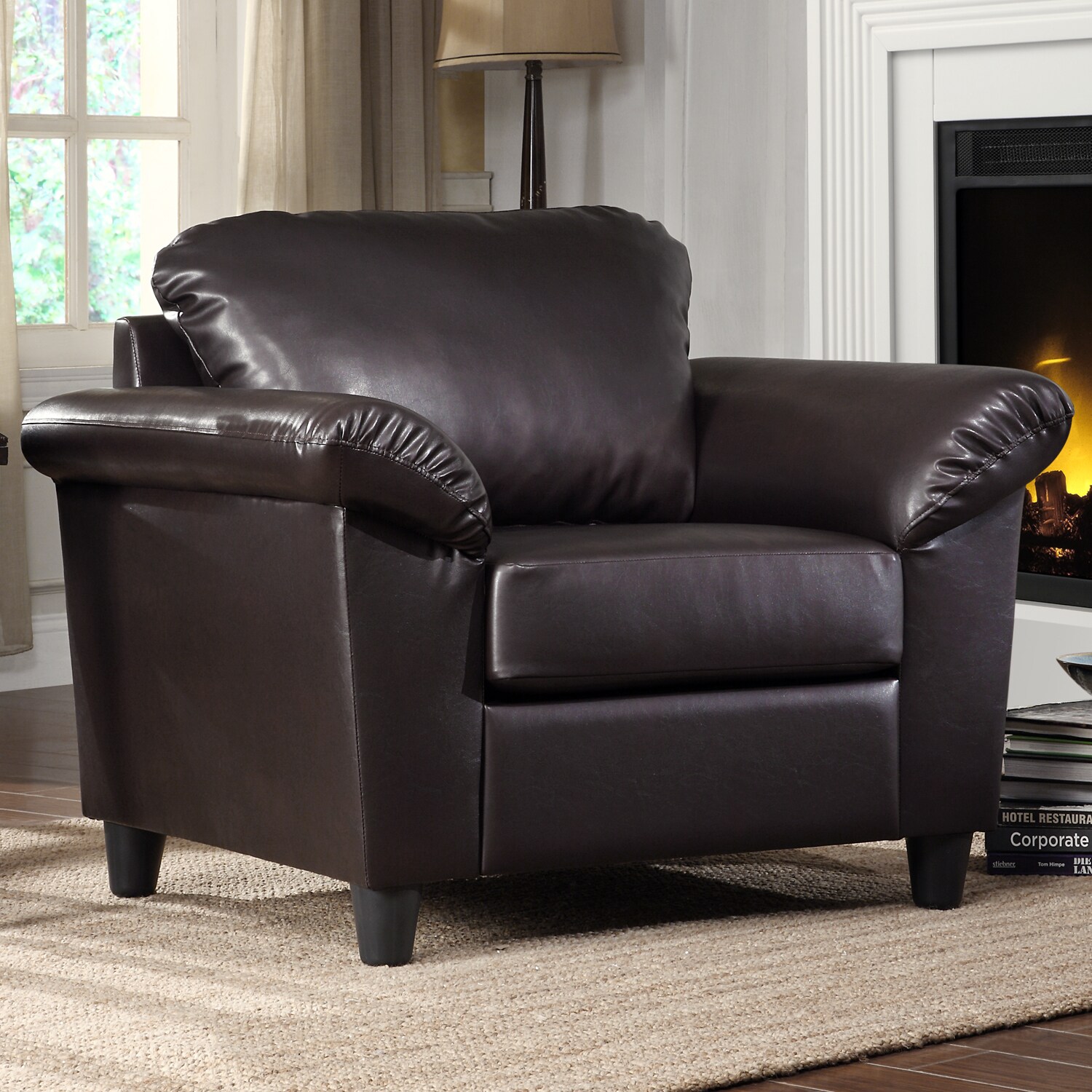 Insten Lucia Dark Brown Faux Leather Club Chair - Free Shipping Today