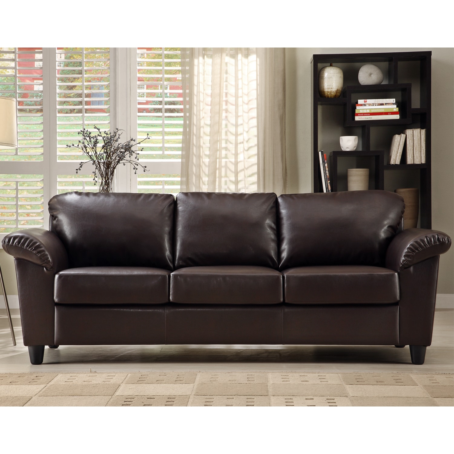 Insten Lucia Dark Brown Faux Leather Sofa Free Shipping Today