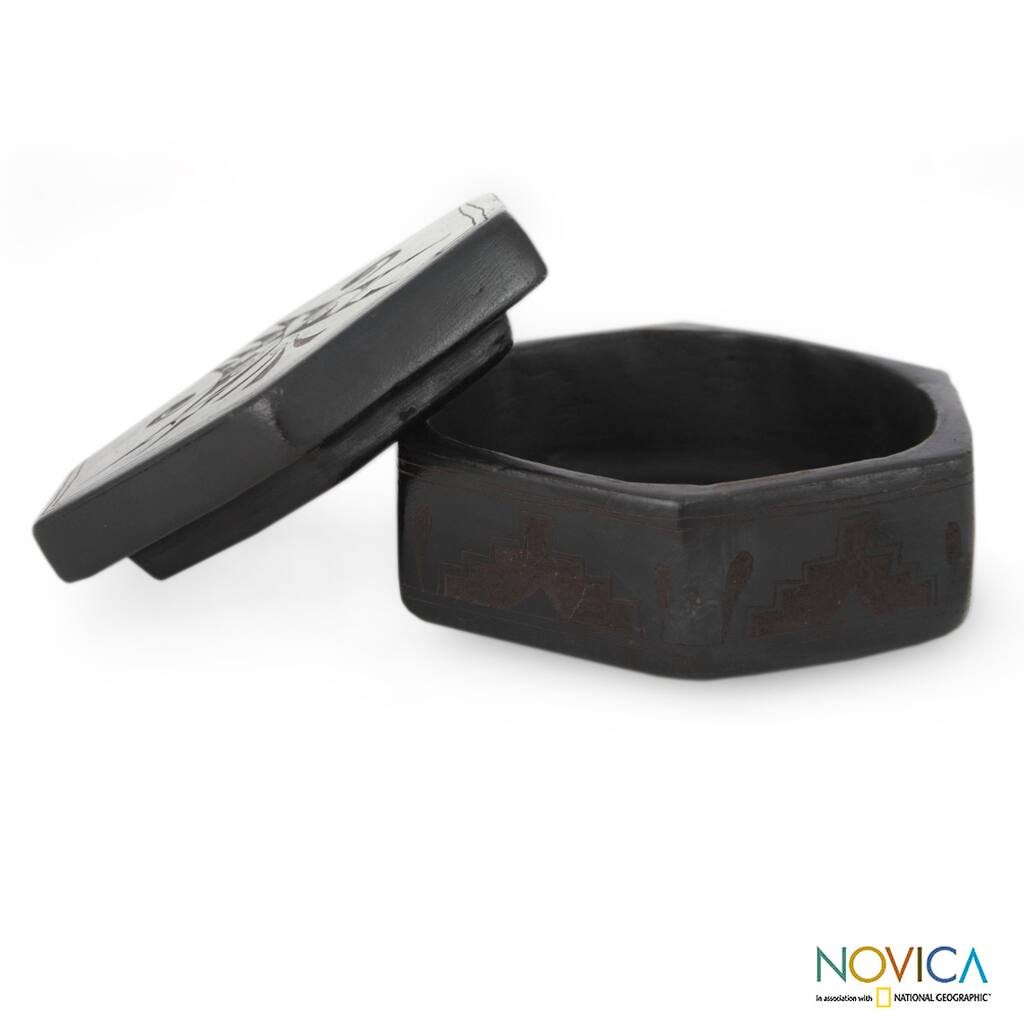 Handcrafted Ceramic 'Shadow Bouquet' Box (Mexico)