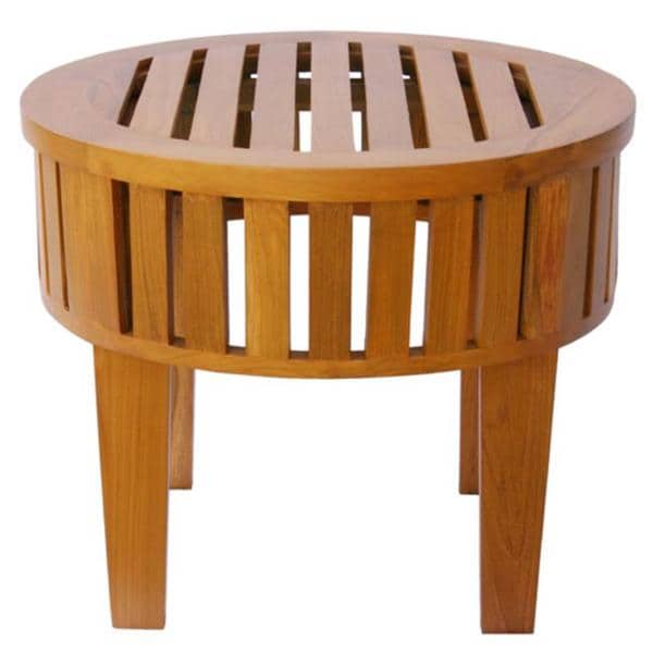 Natural Teak Wood Slatted Round Coffee Table Free Shipping Today