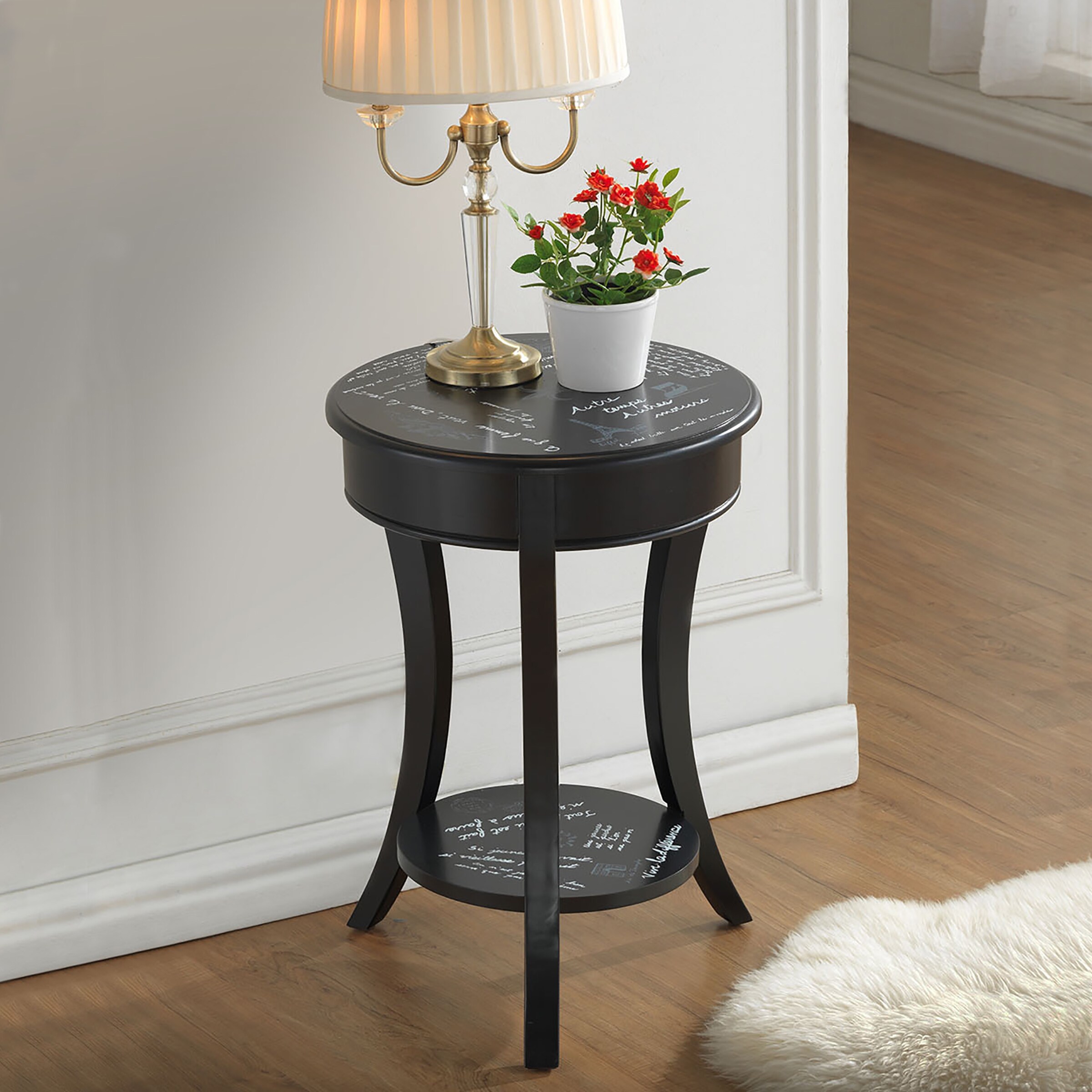 French Script Vintage Side Table