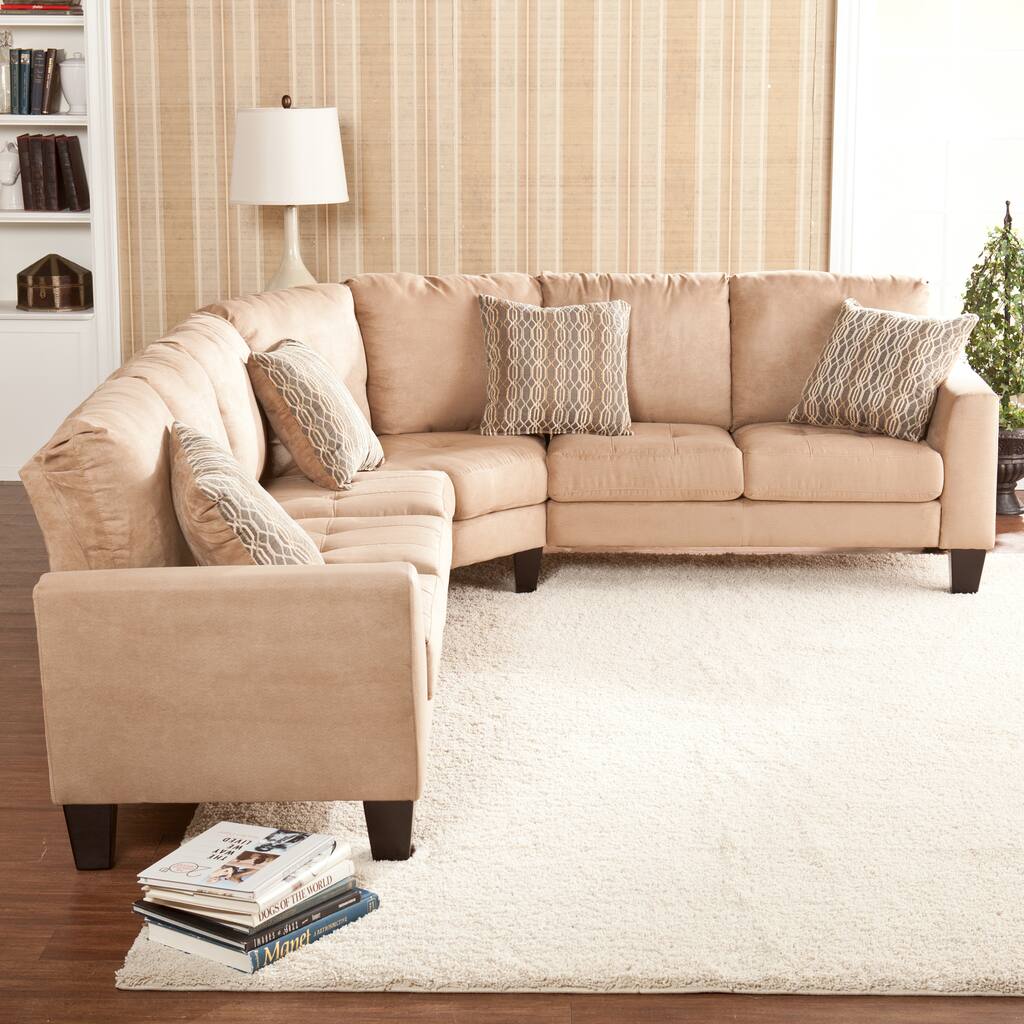 Ascot Three Piece Mocha Sectional Sofa/ Loveseat/ Wedge