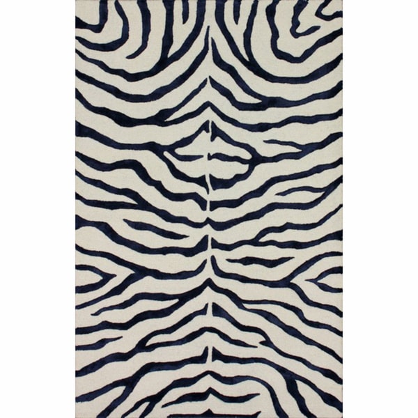 Shop nuLOOM Handmade Zebra Navy Faux Silk / Wool Rug - 5' x 8' - Free ...