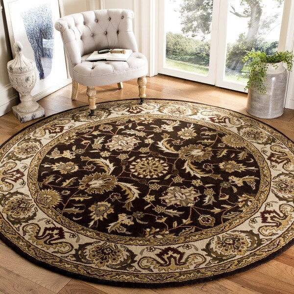 Safavieh Handmade Royalty Chocolate Brown/ Beige Wool Rug
