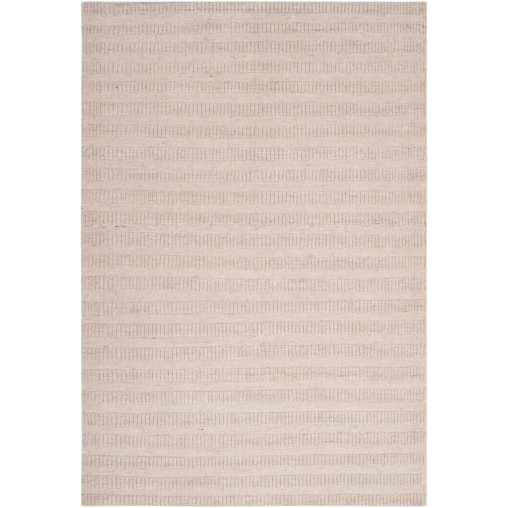 Hand-crafted Solid Talty Antique White Wool Area Rug
