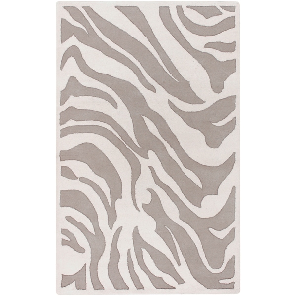Shop Handtufted Beige/White Zebra Animal Print Channing Wool Area Rug