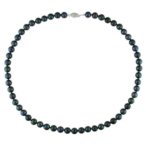 Miadora Black Akoya Pearl Necklace with 14k White Gold Clasp (7 7.5 mm) Miadora Pearl Necklaces