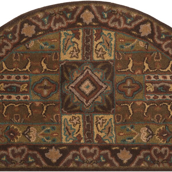 Handtufted Sandia Dark Brown Wool Rug (2' x 4' Hearth) Free Shipping