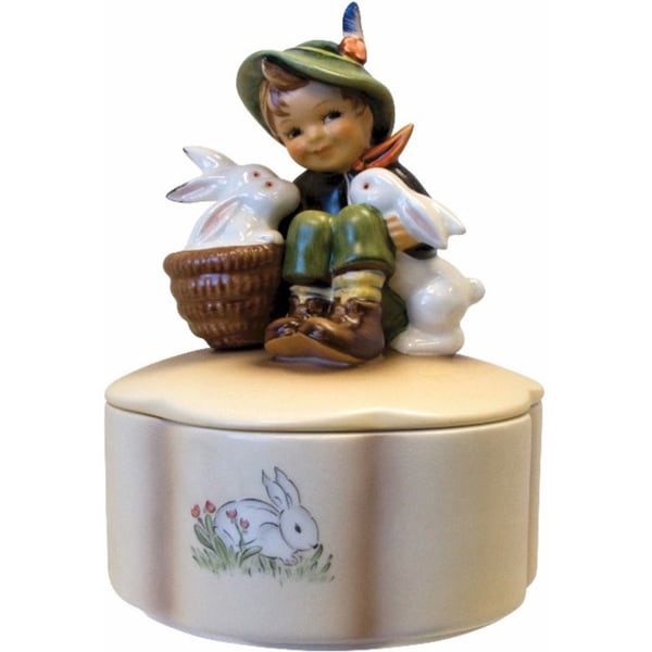 M I Hummel 'Playmates Covered Box' Porcelain Figurine M I Hummel Decorative Collectibles