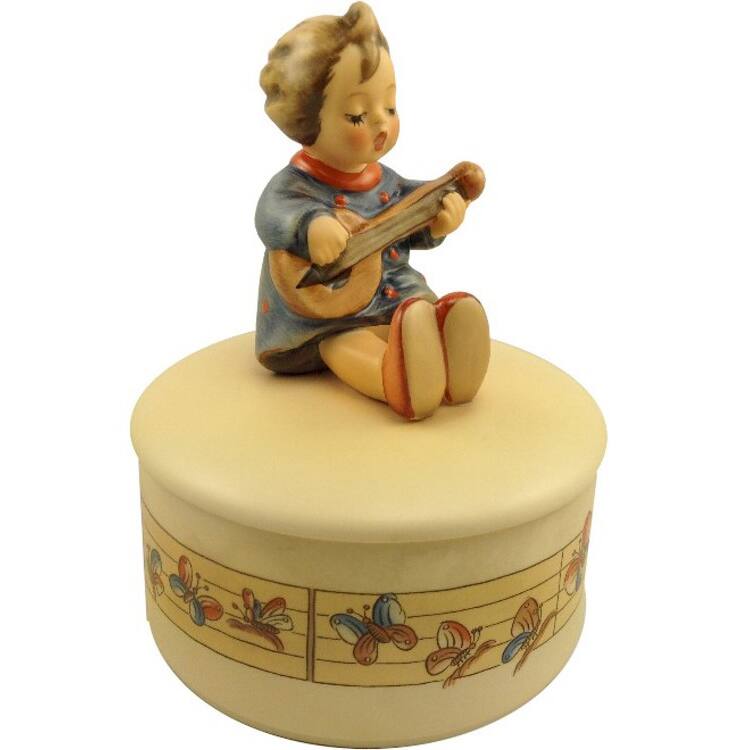 M I Hummel 'Joyful Covered Box' Porcelain Figurine Box