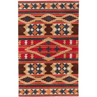 Dick Idol Hand-tufted Red/Brown Southwestern Aztec Perana ...