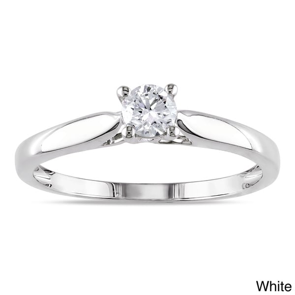 Miadora 14k White or Yellow Gold 1/4ct TDW Round Diamond Solitaire Ring (H I, I2 I3) Miadora Diamond Rings