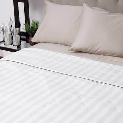 Silk-filled Damask Stripe Cotton Blanket